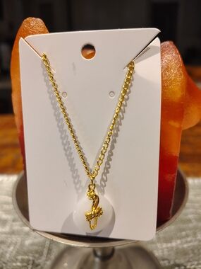 Gold-Tone Flamingo Pendant Necklace in White